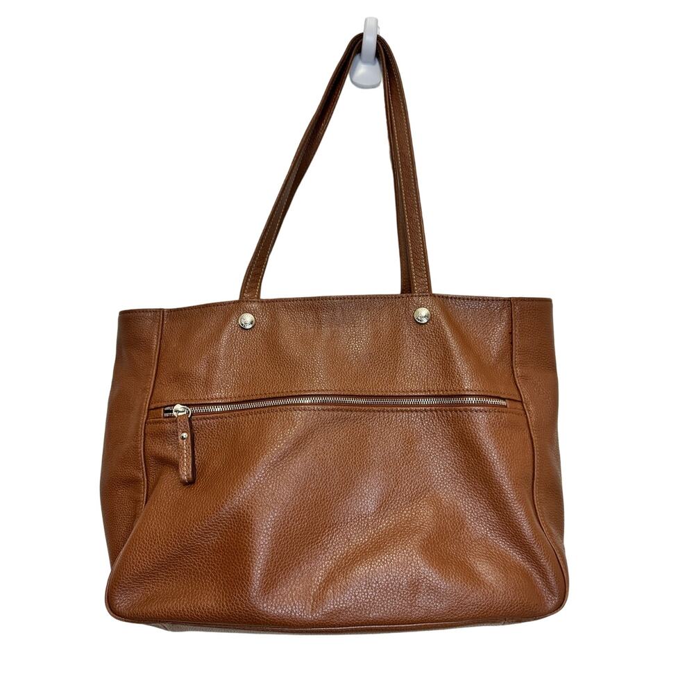 Longchamp Tan Pebbled Leather Tote Bag